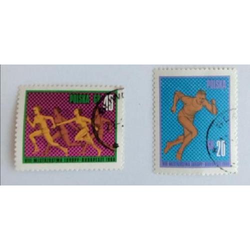 Польша 1966г Спорт, Чемпионат Европы по легкой атлетике, Будапешт 3 марки