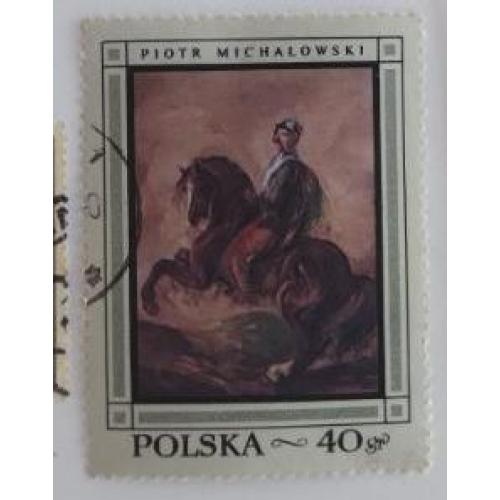Польша 1968 марка картина Рыцарь на коне