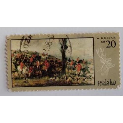 Польша 1968 марка Войцех Коссак картина «Отъезд на охоту».