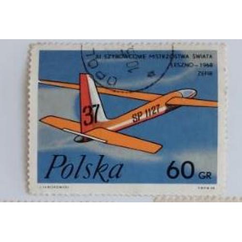 Польша 1968г Планер Poland 1968 'Polish Gliders: Zephyr Glider