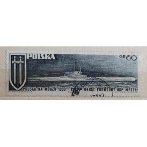 Польша 1970 марка подводный флот Подводная лодка Orzel,60 грошей 