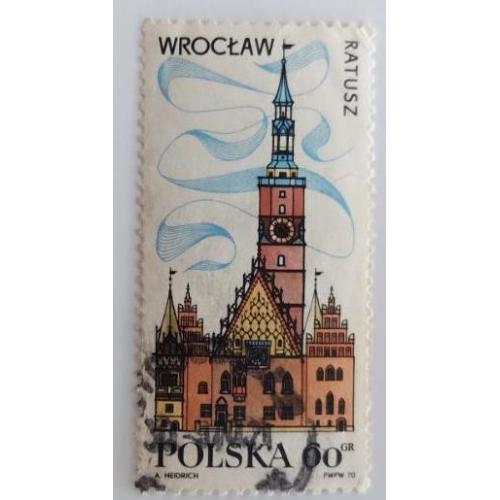 Польша 1970 марка  Вроцлав Ратуша Poland 1970 WROCLAW RATUSZ 