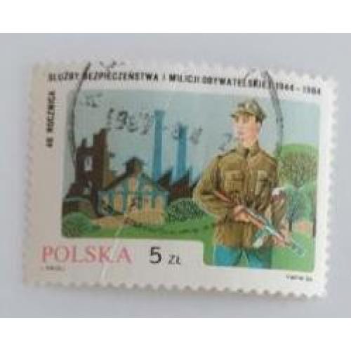 Польша 1984г марка 40-я годовщина Гражданской и охранной милиции