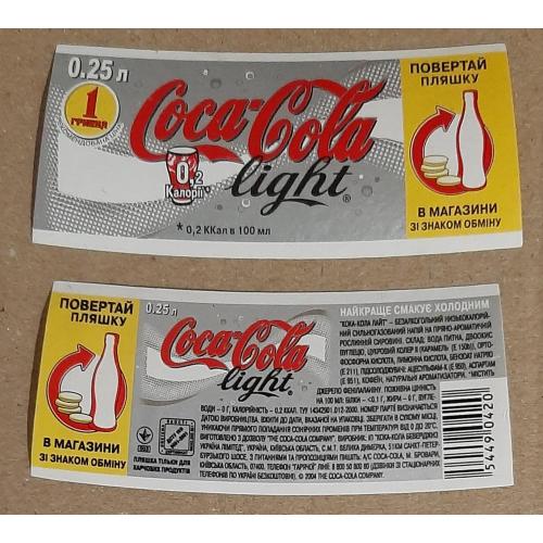 Етикетка напій Coca - Cola light /Кока - Кола лайт (4)