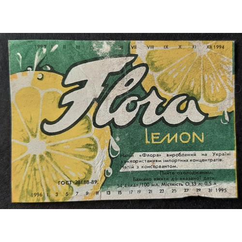 Етикетка напій Flora lemon /Флора лимон