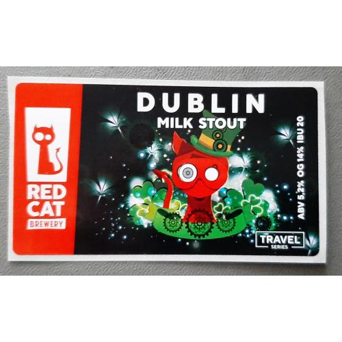 Етикетка пивна приватна броварня Red Cat Dublin Milk Stout (м Харків)