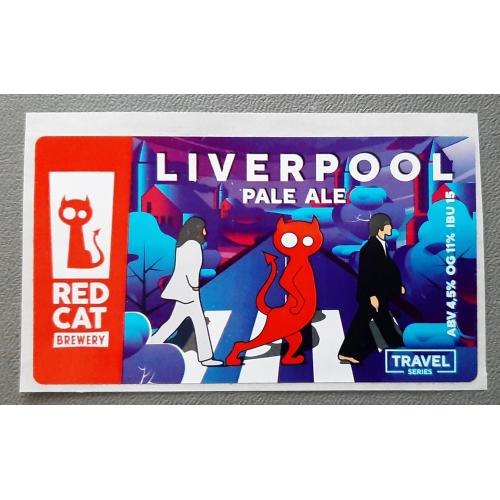 Етикетка пивна приватна броварня Red Cat Liverpool Pale Ale (м Харків)