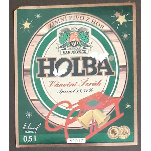 Этикетка пивная Holba Новогодняя (Чехия)
