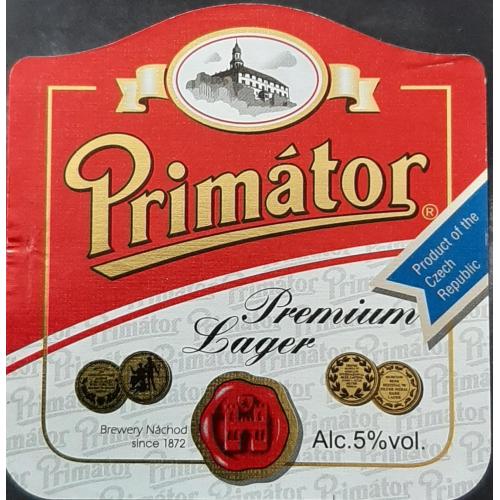 Этикетка пивная Primator Premium Lager (Чехия)