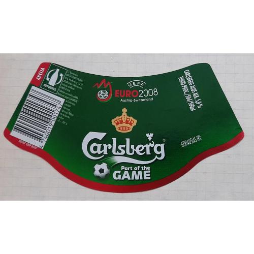 Етикетка пиво Carlsberg EURO - 2008 акція Литва