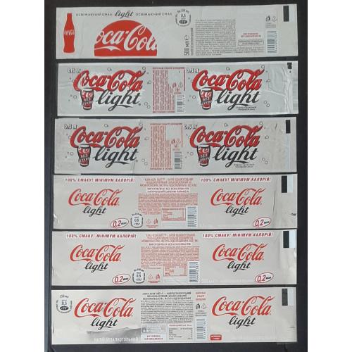 Етикетки Coca - Cola light 6 шт. Об'єм - 0,5 л 