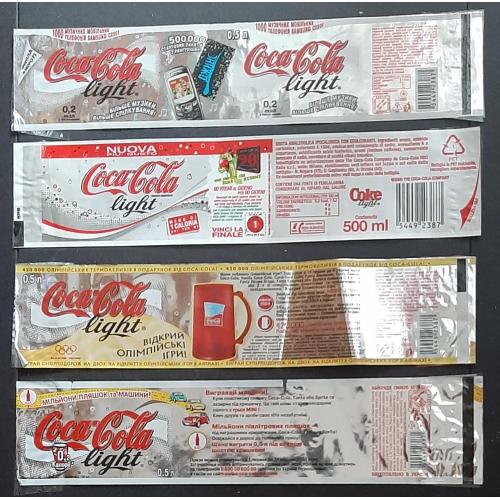 Етикетки Coca - Cola light акційні 4 шт. Ем.- 0,5 л.