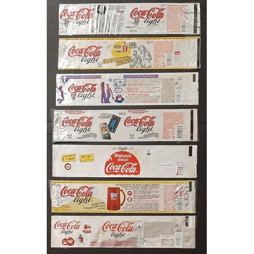 Етикетки Coca- Cola light акційні 7 шт. Об'єм - 0,5 л.