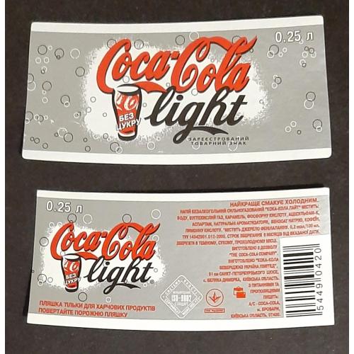 Етикетка напій Coca - Cola light / Кока Кола лайт