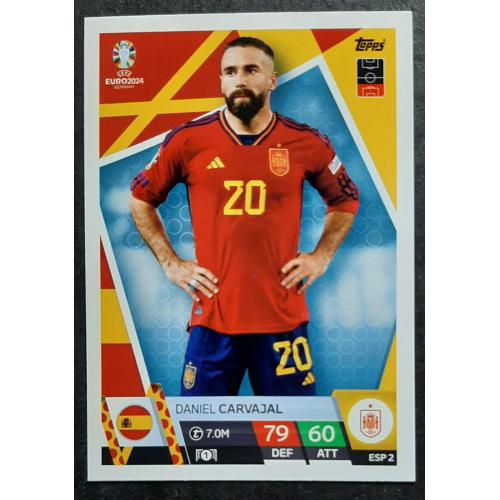 Картка Topps футбол Данієль Карвахаль Іспанія ЄВРО 2024