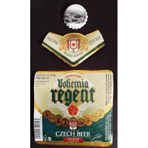 Пивна етикетка та пробка Bohemia Regent (Чехія)