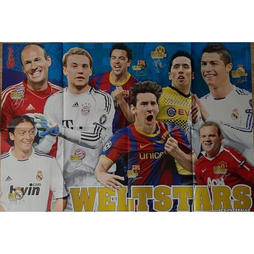 Постер двосторонній Світові зірки / календар бундесліги 2011/12 з журналу Bravo sport Німеччина