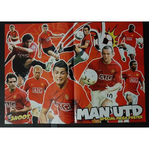Постер двосторонній з журналу Shoot 2008 Манчестер Юнайтед / Кар'ю, Алвес
