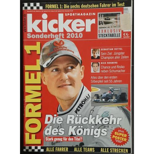 Журнал Kicker/Кикер Спецвыпуск Формула -1 2010 + постер Шумахер, Феттель