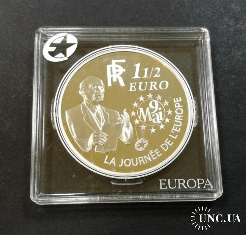 Франция 1 1/2 евро 2002 серебро 9 мая День Европы