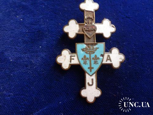 ФРАНЦИЯ  католический значек  "Лотарингский крест" с гербом