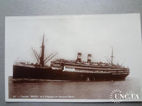 Франция почтовая открытка  пасажирское судно "Brazza"