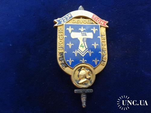 ФРАНЦИЯ знак ’’Жандармерия 4 рота 223 полка, г. Шательро’’ GENDARMERIE CHATELLERAULT 223° - 4° Cie