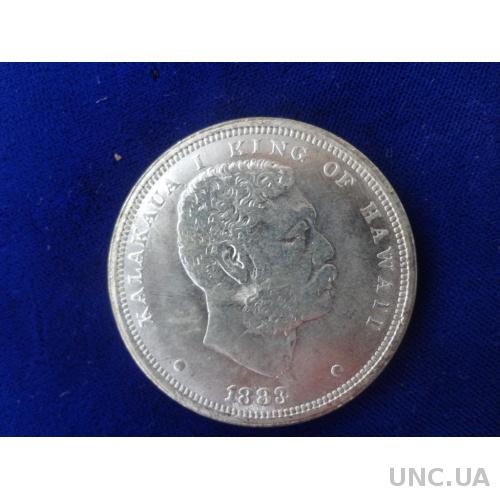 Гавайи 1 доллар 1883 серебро, король Калакауа   посеребряная копия!!!