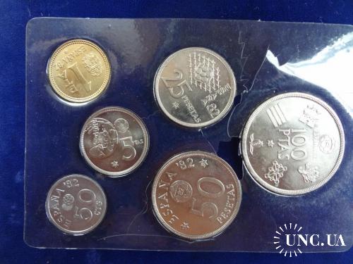 Испания 100 50 25 10 5 1 песет 1980 к ЧМ по футболу 1982 набор