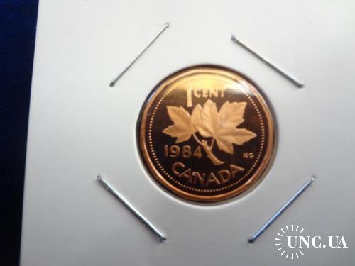 Канада 1 цент 1984 Кленовый лист  Пруф, из набора