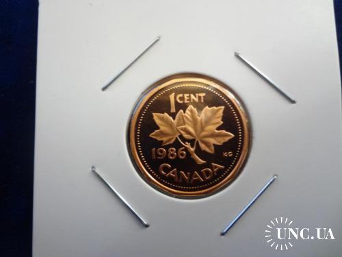 Канада 1 цент 1986 Кленовый лист  Пруф, из набора