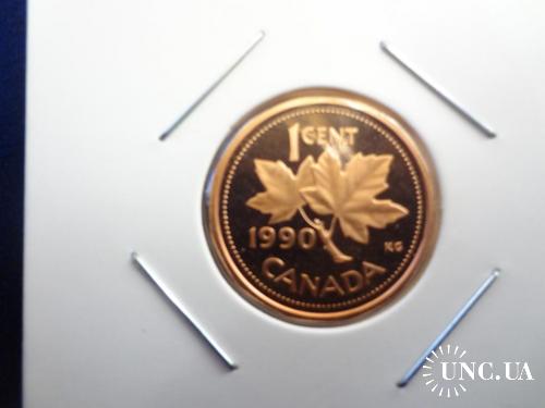 Канада 1 цент 1990 Кленовый лист  Пруф, из набора