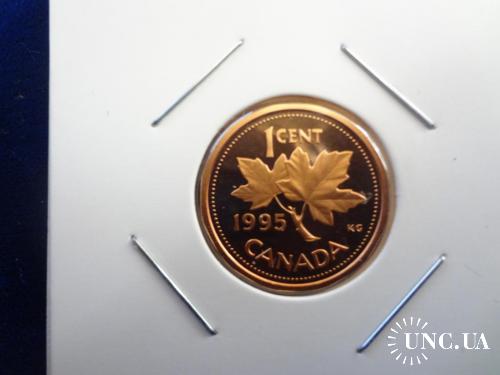 Канада 1 цент 1995 Кленовый лист  Пруф, из набора