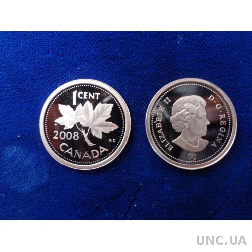 Канада 1 цент 2008 Кленовый лист  Пруф, из набора