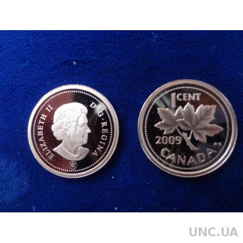 Канада 1 цент 2009 Кленовый лист  Пруф, из набора