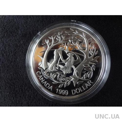 Канада 1 доллар 1999 серебро Всемирный год пожилых людей