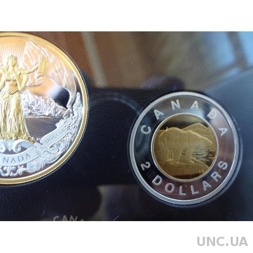 Канада 2 доллара 2017 Полярный медведь  серебро 9,0 гр. позолота Пруф, из набора