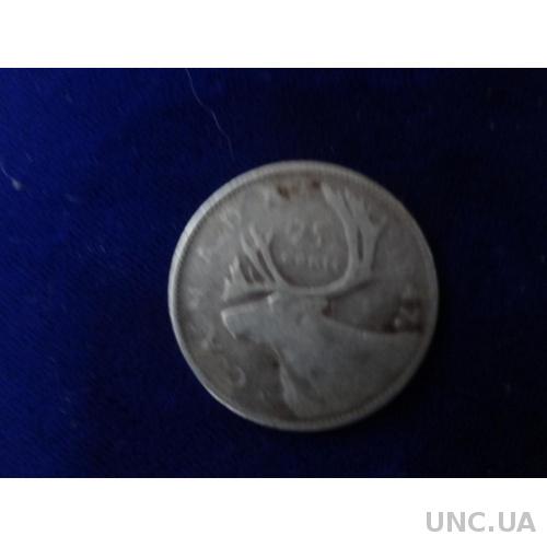 Канада 25 центов серебро 1947 Георг VI