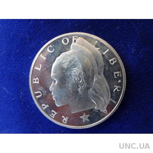 Либерия 1 доллар 1970 голова Свободы  Пруф - зеркало