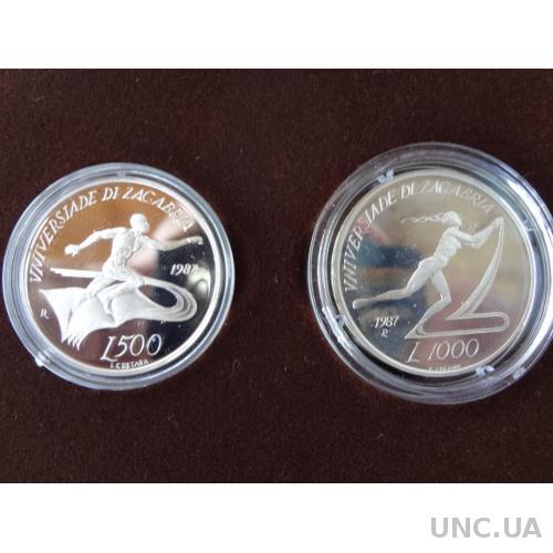 Сан-Марино 1000 лир серебро 1987 Универсиада спорт набор