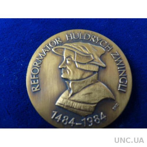Швейцария 500 лет Ульриху Цвингли 1984 медаль бронза