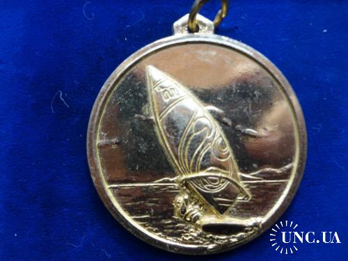 Швейцария именная спортивная медаль 1984 Виндсерфинг, 2 лига за 4 место, позолота