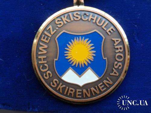 Швейцария медаль лыжной школы 1977 кантон Граубюнден, г. Ароза