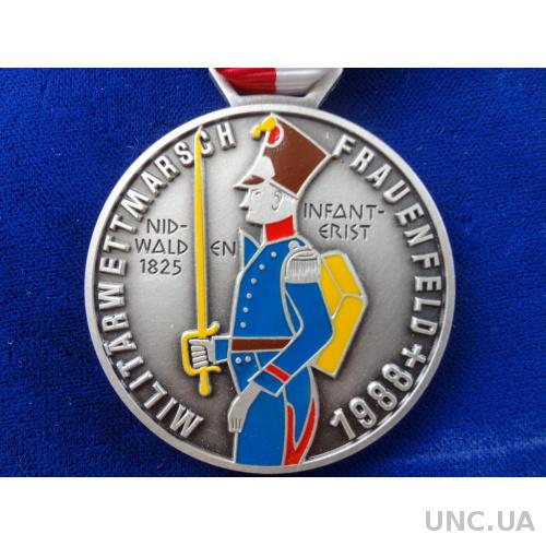 Швейцария памятная медаль 1988  кантон Нидвальден. Пехотинец 1825