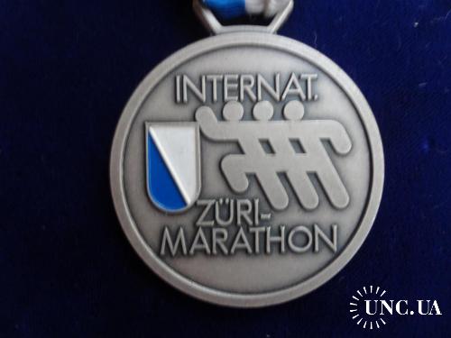 Швейцария спортивная медаль 1984 кантон Цюрих. Первый интернациональный марафон