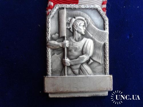 Швейцария стрелковая медаль 1954 кантон Цюрих, г. Румисберг. Знаменоносец