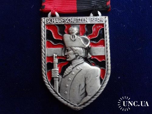 Швейцария стрелковая медаль 1970 кантон Берн. 100 лет турниров