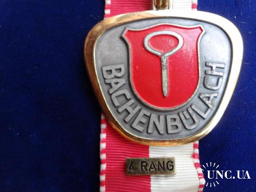 Швейцария стрелковая медаль 1977 кантон Цюрих, г. Бахенбюлах. Герб