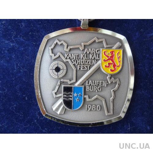 Швейцария стрелковая медаль 1980 г. Лауфенбург, кантон Аргау