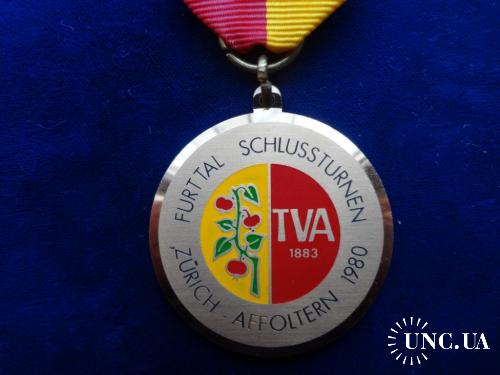 Швейцария стрелковая медаль 1980 кантон Цюрих, коммуна Аффолтерн. Герб